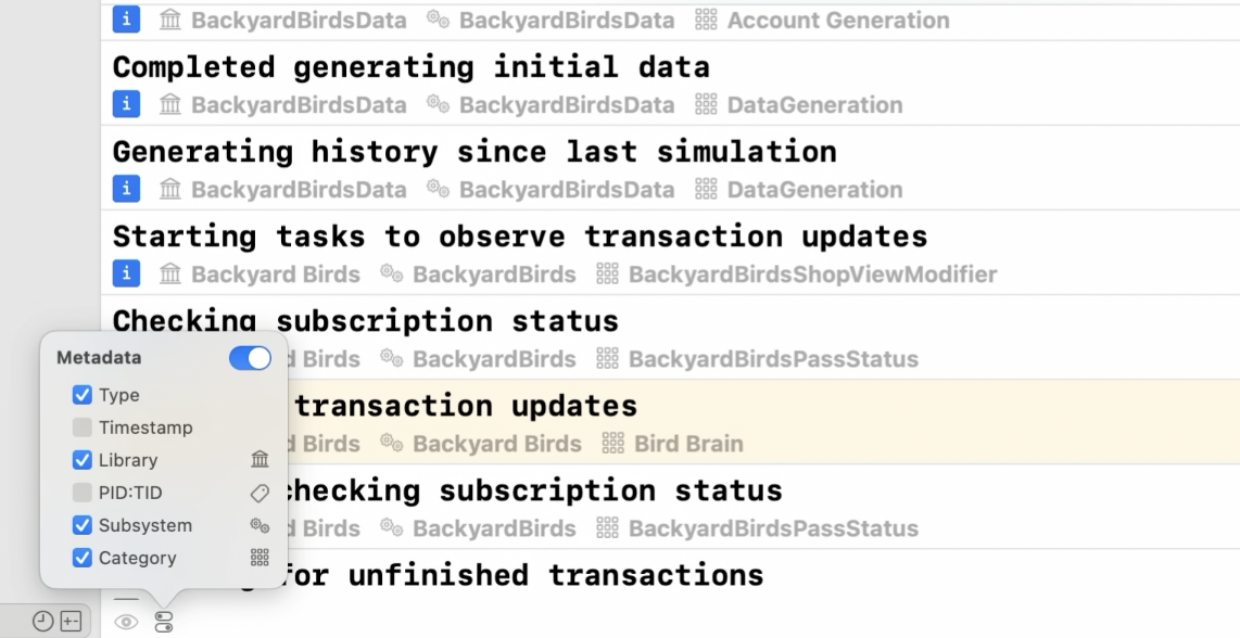 Filter logs by category in Xcode